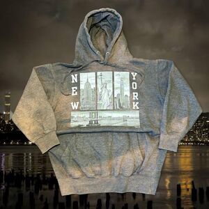 Vintage 1990’s New York Distressed and Faded Boxy-Fit Heavyweight Hoodie